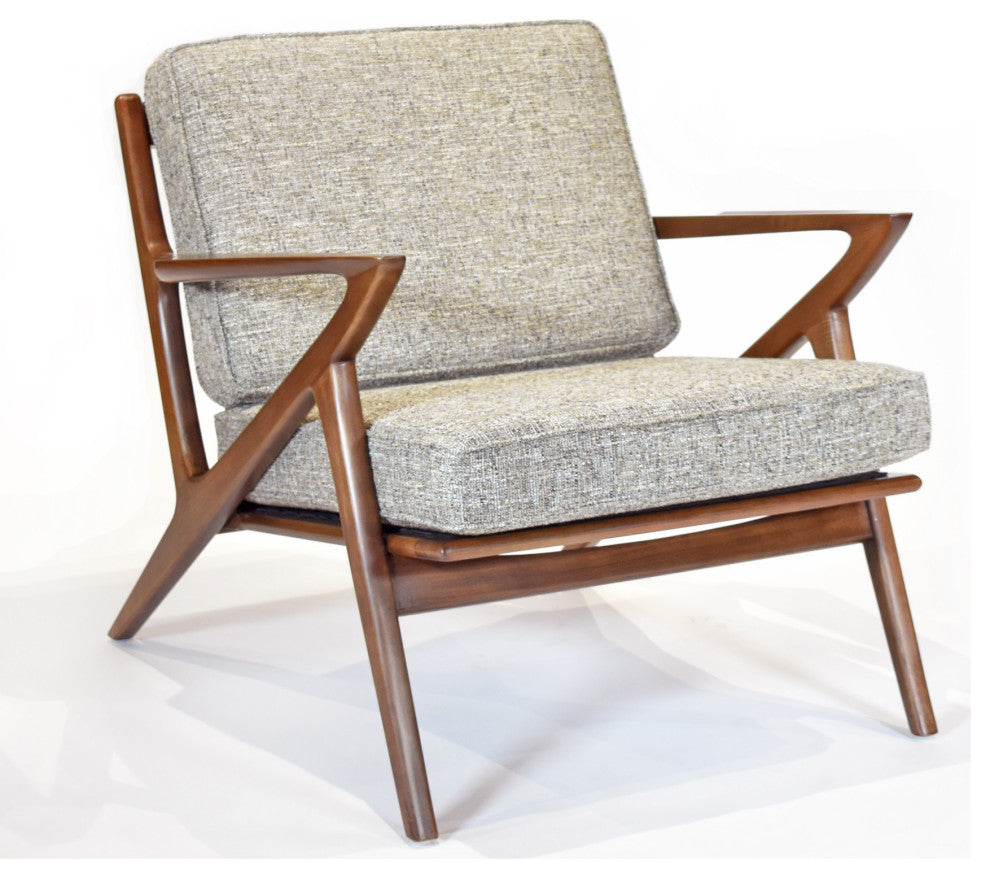 Zach Mid Century Modern Walnut Lounge Chair, Mineral