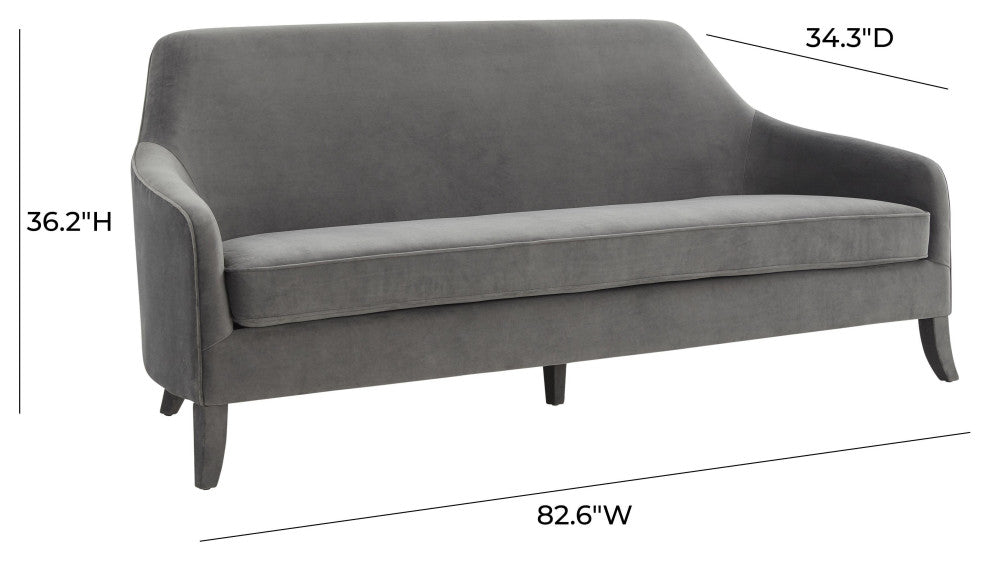 TOV Furniture Neveah Grey Velvet Sofa