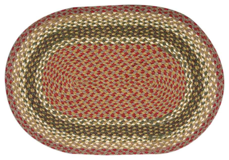 Olive/Burgundy/Gray Oval Braided Rug 20"x30"