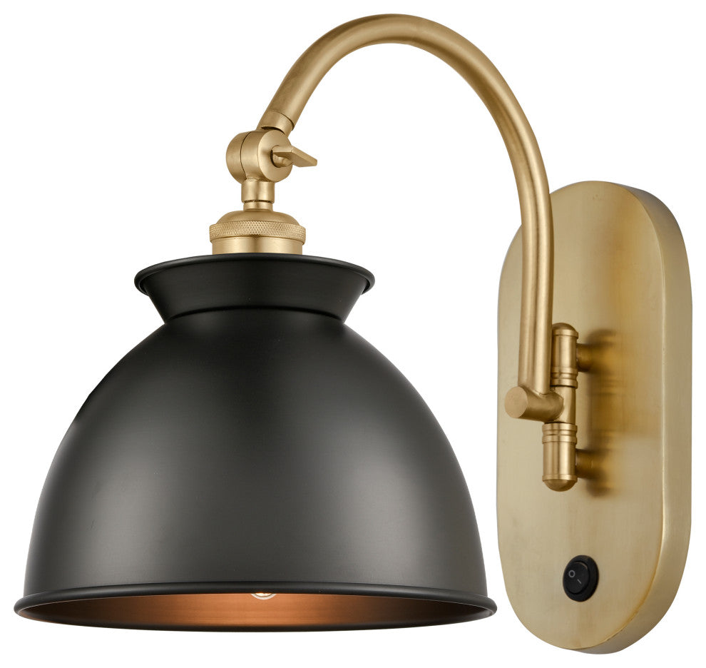 Adirondack Sconce, Satin Gold, Matte Black, Incandescent