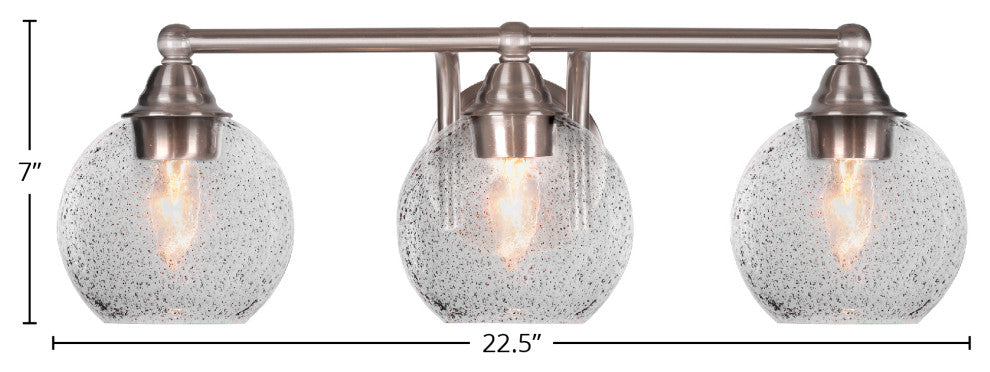 Paramount 3-Light Bath Bar, Brushed Nickel, 5.75" Smoke Bubble Glass