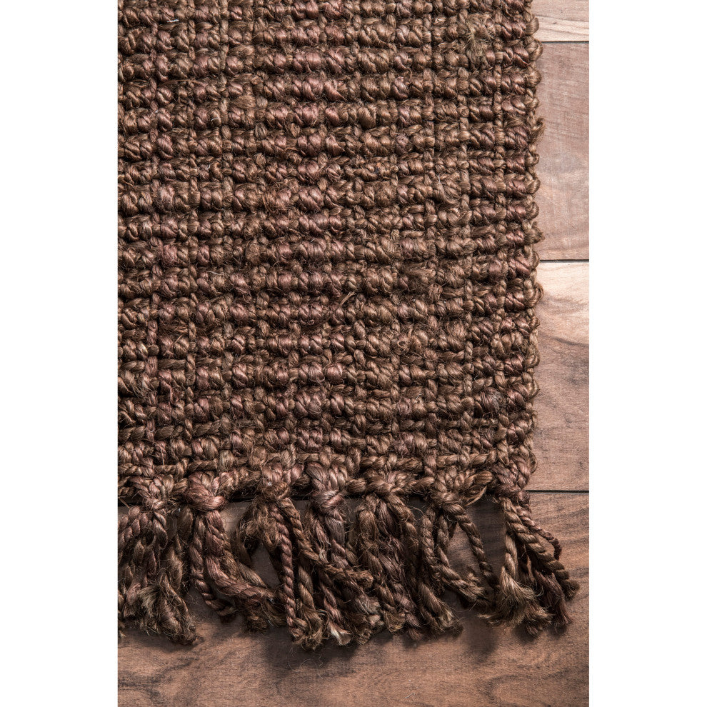 Nuloom Hand Woven Maui Chunky Loop Rug, Chocolate 5'x7'6"