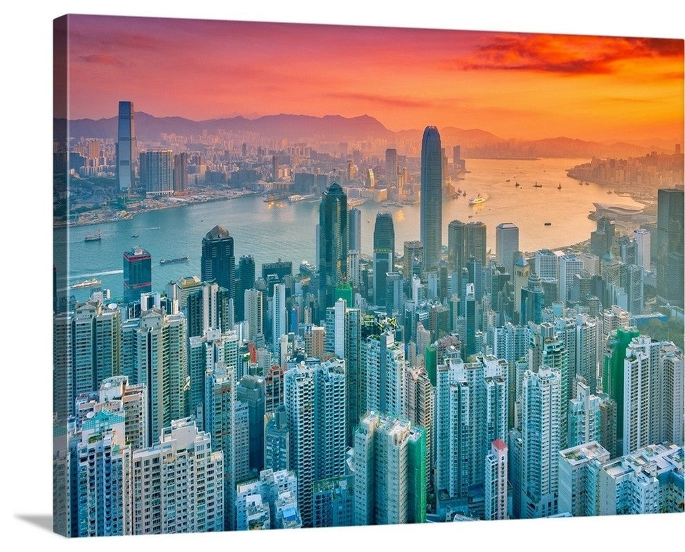 "Hong Kong from the hill" Wrapped Canvas Art Print, 16"x12"x1.5"