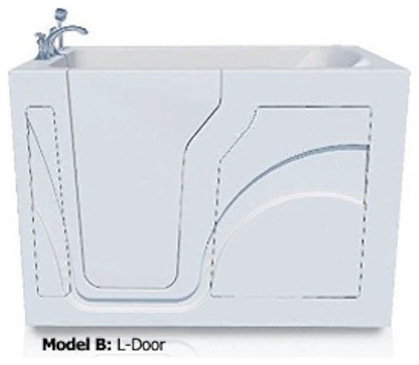 HealthSmart Walk-In Bathtub, Extended (60"), Whirlpool, Left Hand Door