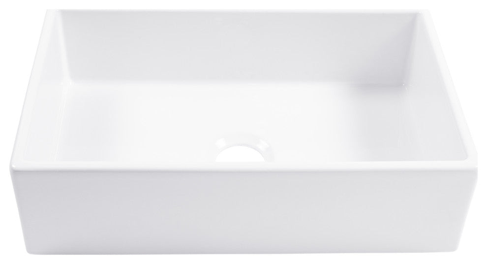 Turner White Fireclay 30" Single Bowl Farmhouse Undermount Kitchen Sink Kit