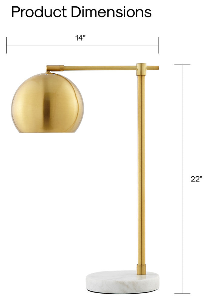 Inspired Home Emmalin Table Lamp, Marble Stone Base, Brass