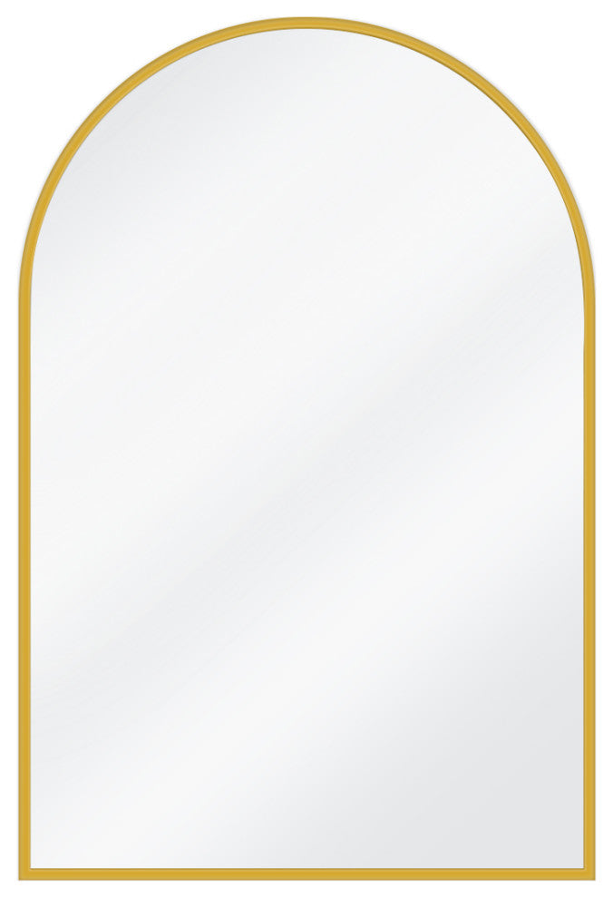 Easly Aluminum Alloy Framed Arched Wall Mirror, Gold, 26x38
