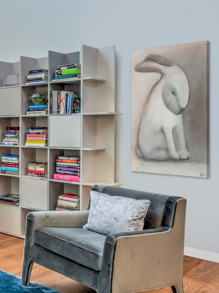 "Rabbit Reflexion" Painting Print on Wrapped Canvas, 24"x36"