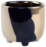 4.8" 3-Tone Footed Ceramic Planter, Navy
