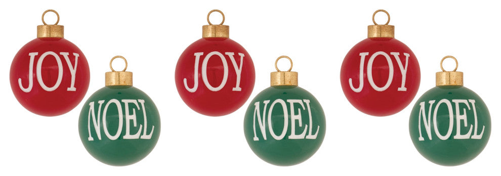 Joy and Noel Ball Ornament, 6-Piece Set
