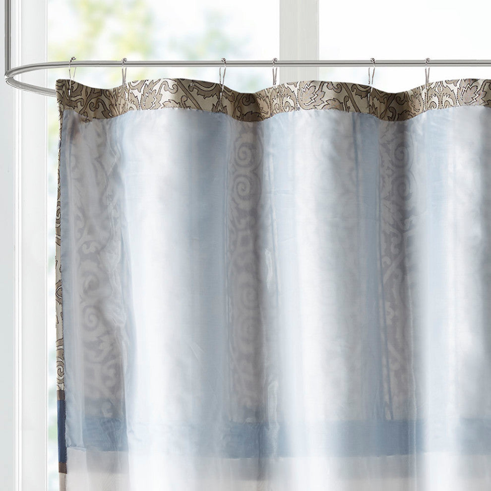 Madison Park Donovan Embroidered Medallion 72x72" Shower Curtain, Navy
