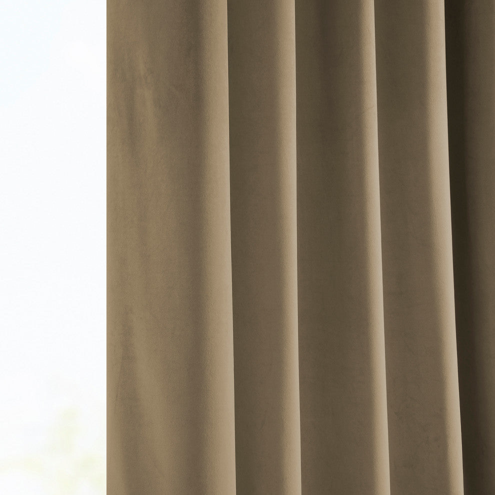Heritage Plush Velvet Curtain Single Panel, Museum Taupe, 50"x84"