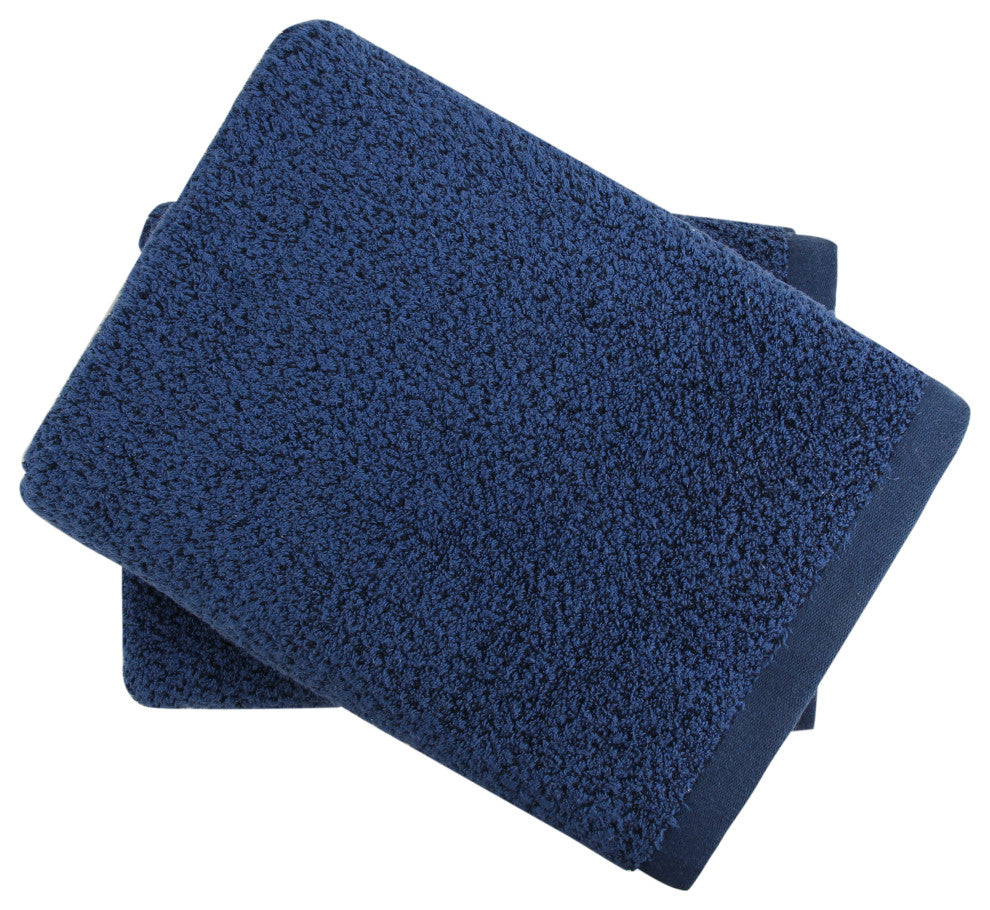 Everplush Quick Dry Diamond Jacquard Bath Towel, Set of 2, Navy Blue