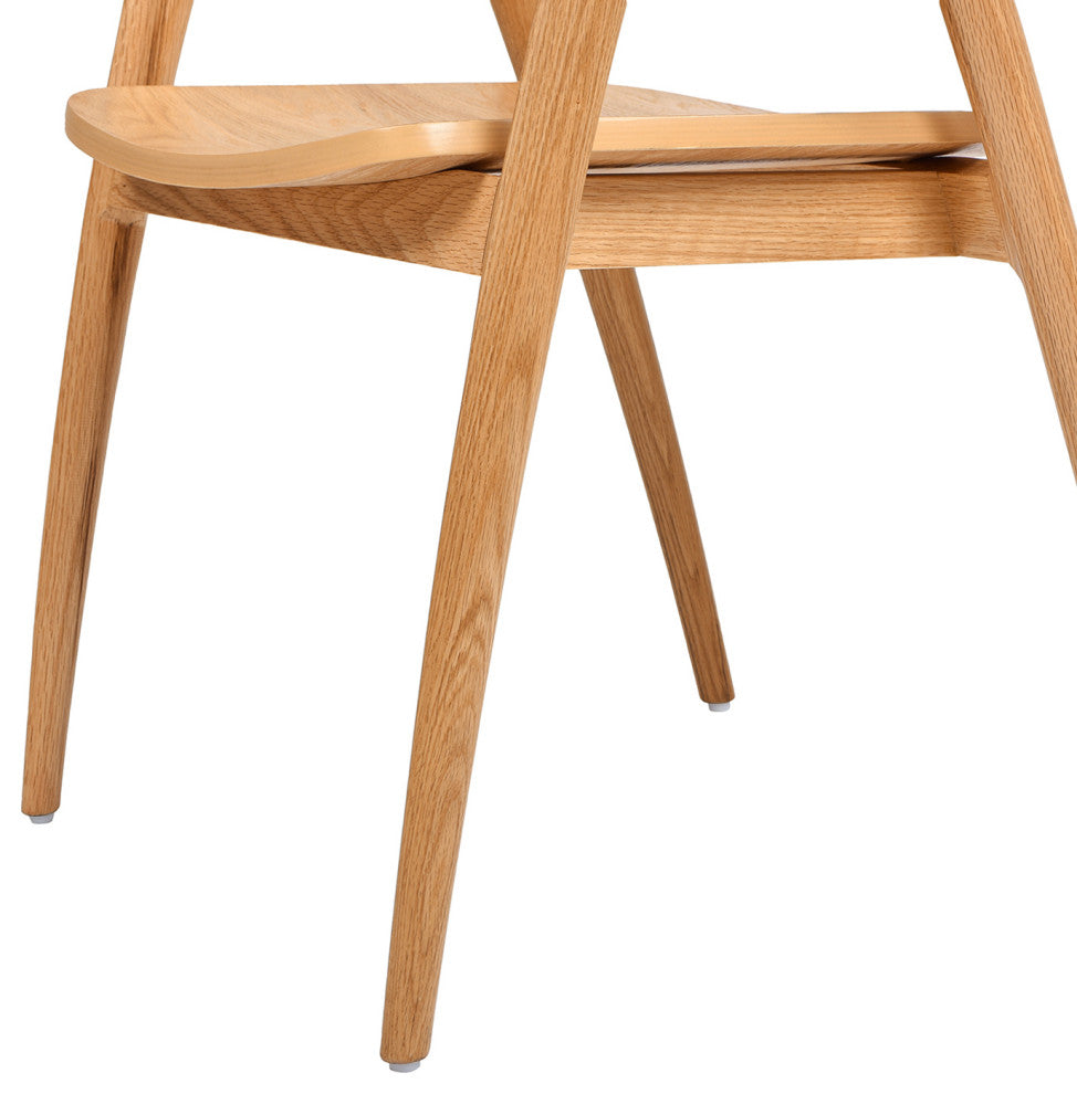 Simeon 21" Scandinavian Sculpted Oak Wood Dining Chair, Warm Natural Brown
