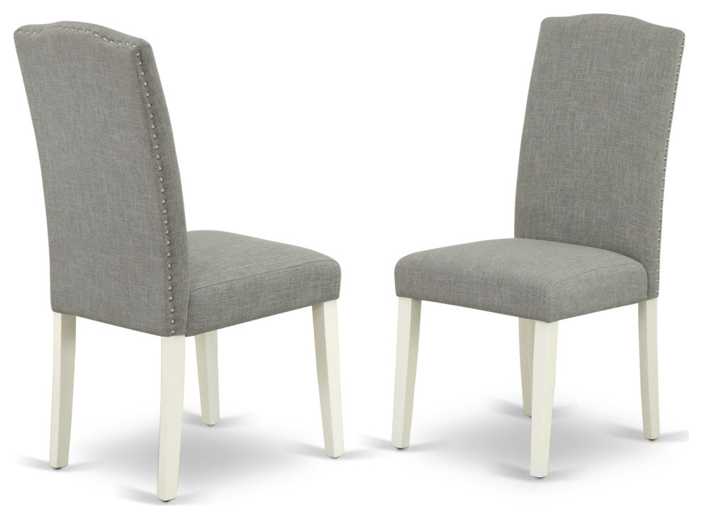 6-Piece Table Dining Set, Dark Shitake Chairs, Bench and Top Table, Linen White
