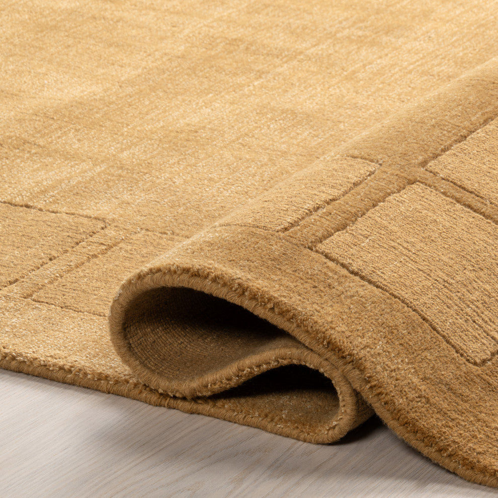 Petra High-Low Wool-Blend Area Rug, Wheat 2'6" x 8'