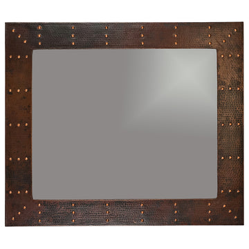 Premier Copper MFREC3631-RI 36 Inch Copper Mirror W/ Hand Forged Rivet