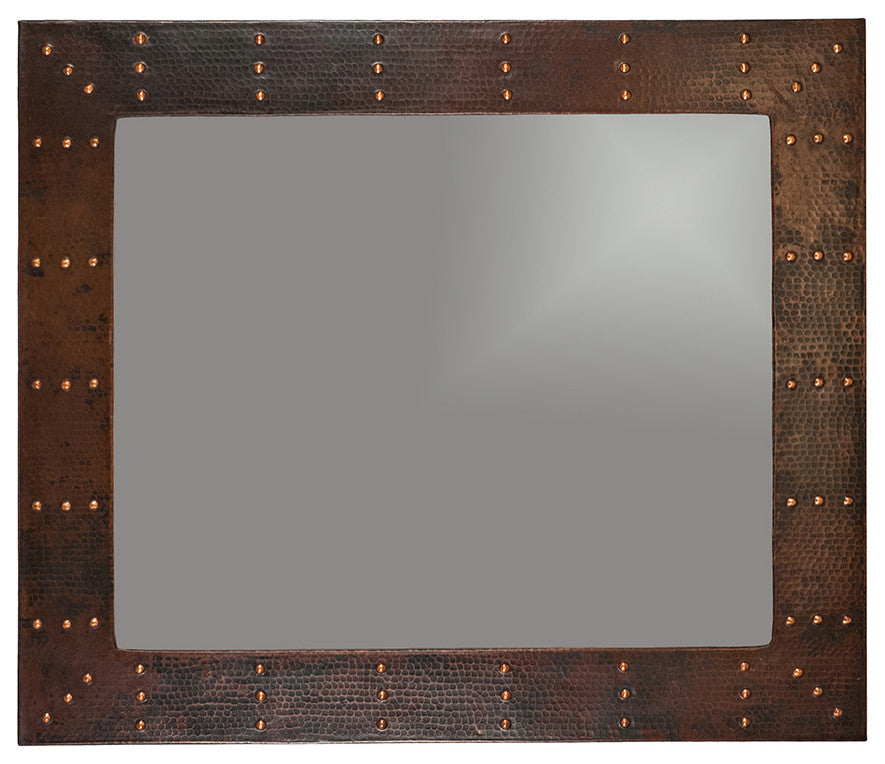 Premier Copper MFREC3631-RI 36 Inch Copper Mirror W/ Hand Forged Rivet