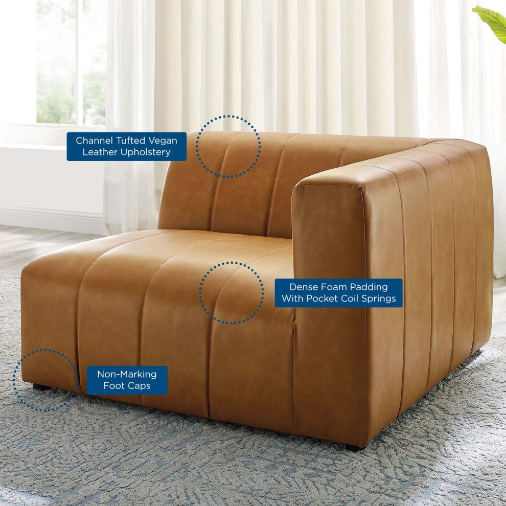 Sofa Corner Chair, Faux Vegan Leather, Tan, Modern, Living Lounge Hospitality
