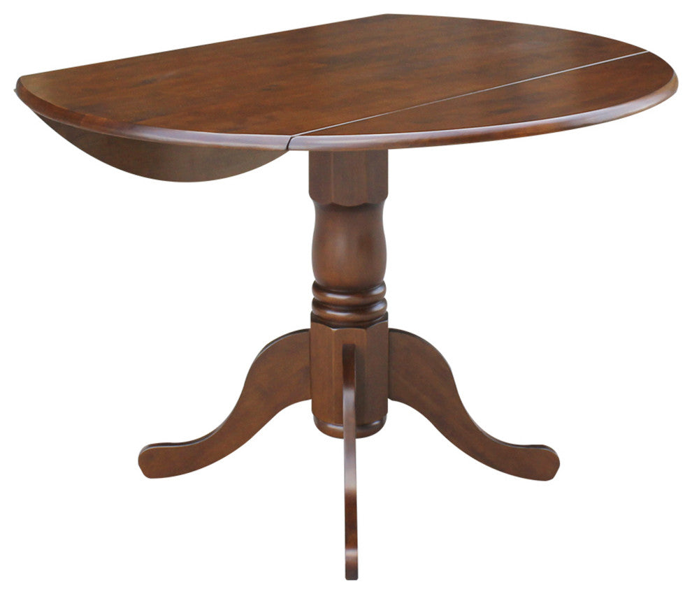 42" Round Dual Drop Leaf Pedestal Table, Espresso