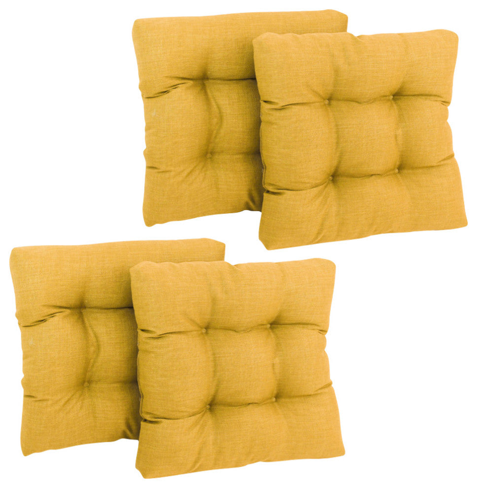 19" Squared Tufted Dining Chair Cushion, Set of 4, Lemon