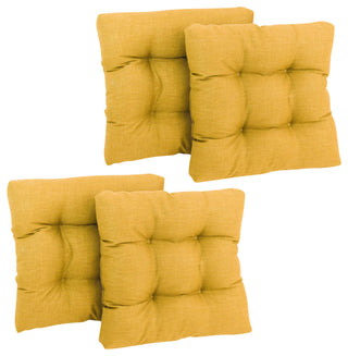 19" Squared Tufted Dining Chair Cushion, Set of 4, Lemon