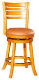 DTY Indoor Living Granby Slat Back Swivel Stool, 24" Counter Stool, Natural, Saddle Leather