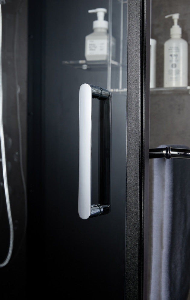 Platinum Lucca Walk-in Steam Shower Sauna Spa w/ jets Smart TV Bluet, Black, Left Position