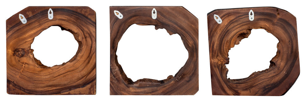 Natural Abstract Wood Slice Wall Art Set 6 Live Edge Open Panels Square Shape