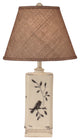 Rectangle Distressed Light Nude High Gloss Birds on a Branch Table Lamp