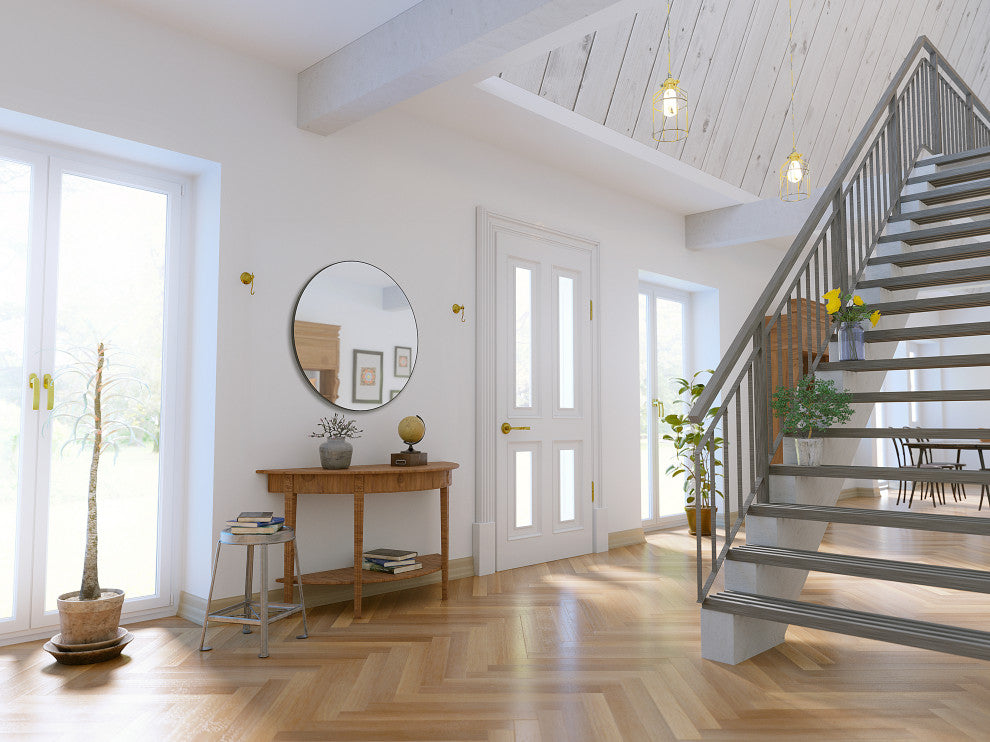 Round Black 36" Stainless Steel Framed Mirror, Black