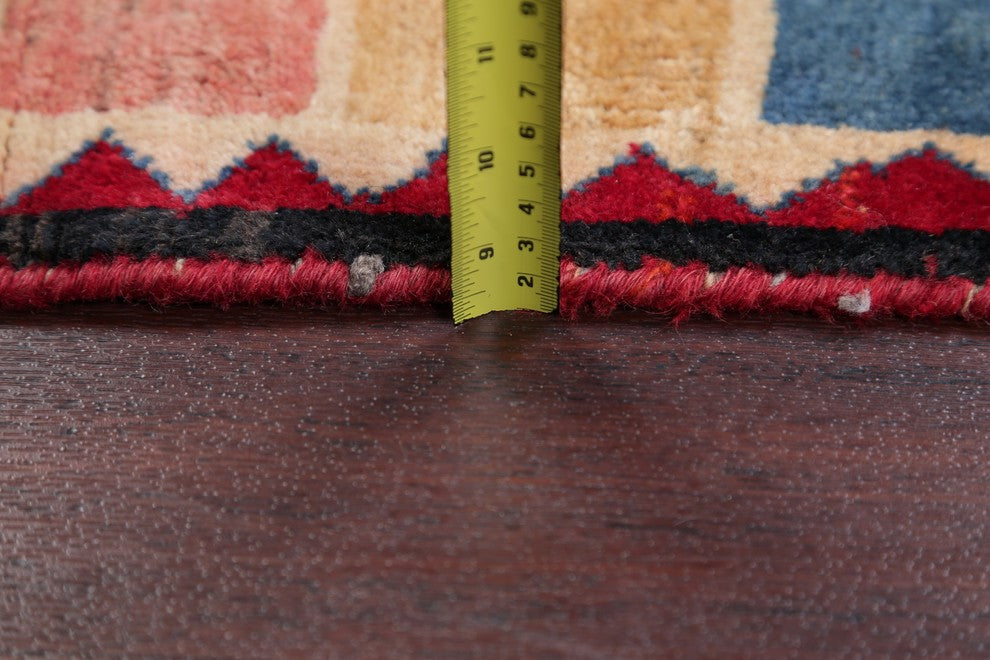 Consigned, Plaid Persian Design Hand-Knotted Vintage Oriental Rug, 4'7"X3'2"