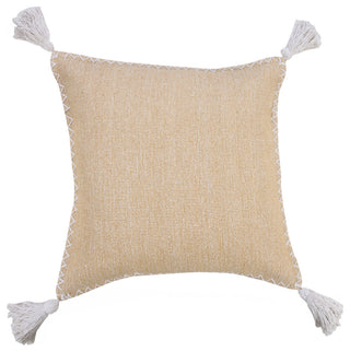 Ox Bay Handwoven Tan/White Solid Organic Cotton Pillow Cover, 20"x20"