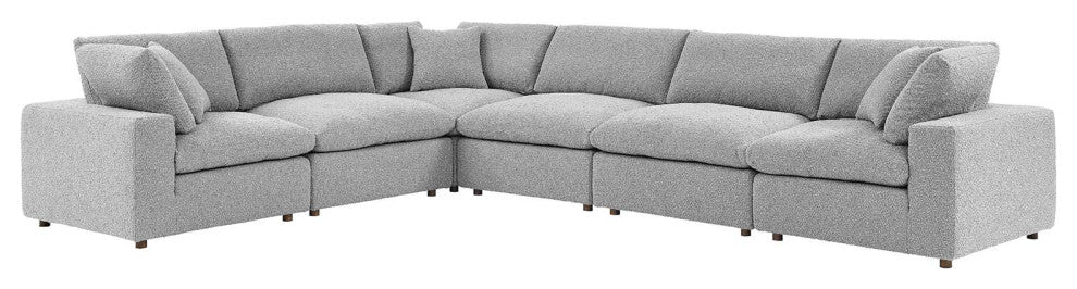 Commix Down Filled Overstuffed Boucle Fabric 6-Piece Sectional Sofa