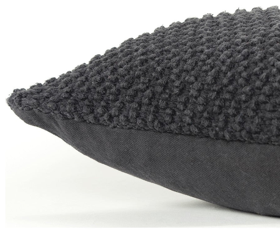 Black Nubby Textured Modern Throw Pillow