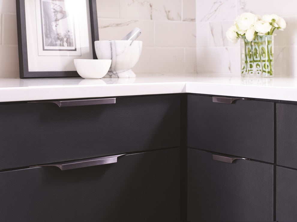 Extent 4-3/16" CTC Cabinet Edge Pull, Black Chrome