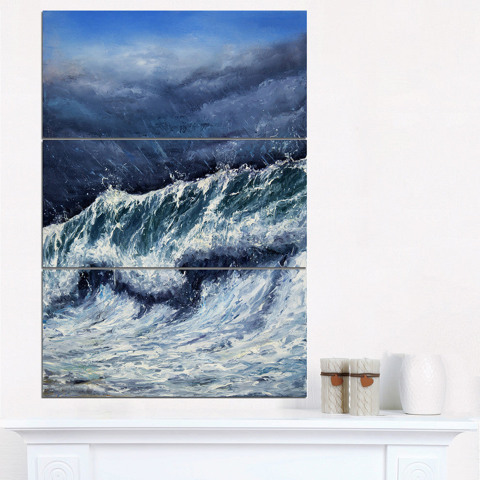 "Storm in Ocean" Photography Metal Wall Art, 3 Panels, 28"x36"