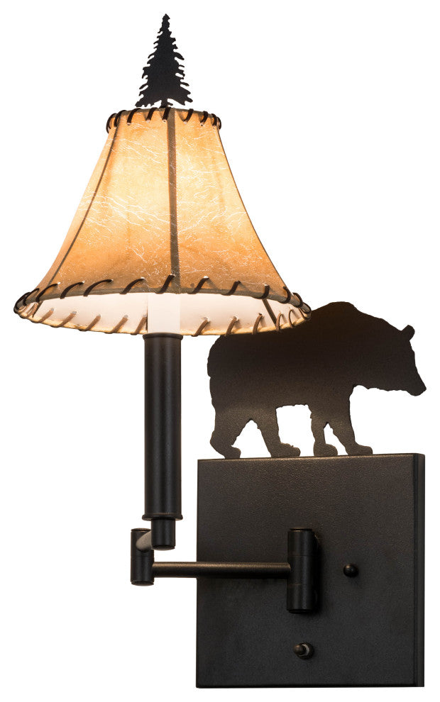 8W Black Bear Swing Arm Wall Sconce
