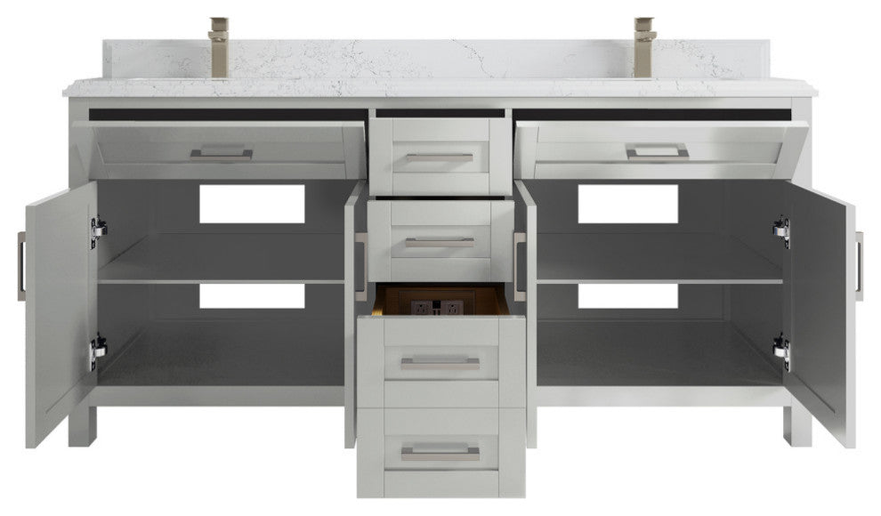 Cambridge 72 Double Sink Bath Vanity in Coventry Gray 1.5" Empira Quartz