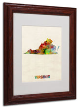 'Virginia Map' Matted Framed Canvas Art by Michael Tompsett