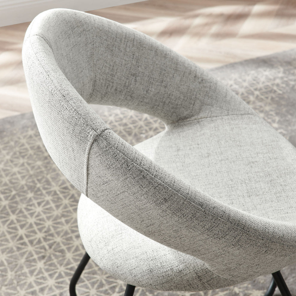 Nouvelle Upholstered Fabric Dining Chair Set of 2 Black Light Gray