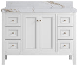 Nashville 48" Single Sink Bath Vanity, White 2" Calacatta Gold