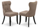 Set Of 2, Dining Chair- Upholstered, Black Wooden Frame, Coffee Seat