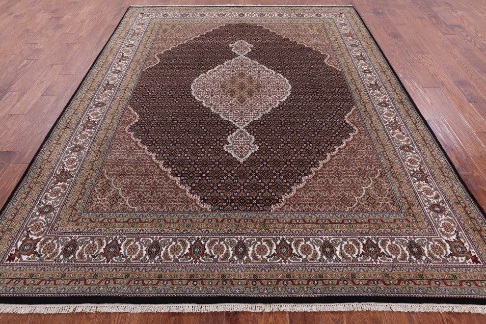 8' 0" X 9' 11" Persian Tabriz Wool & Silk Hand-Knotted Rug - Q13010