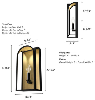 Hunter Dukestown Natural Iron, Gold Leaf 1 Light Sconce Wall