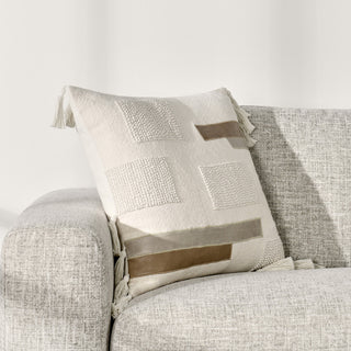 Packer 22" Cotton Linen Blend Throw Pillow, Ivory by Kosas Home