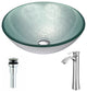 Spirito Deco-Glass Sink, Churning Silver-Harmony Faucet, Brushed Nickel