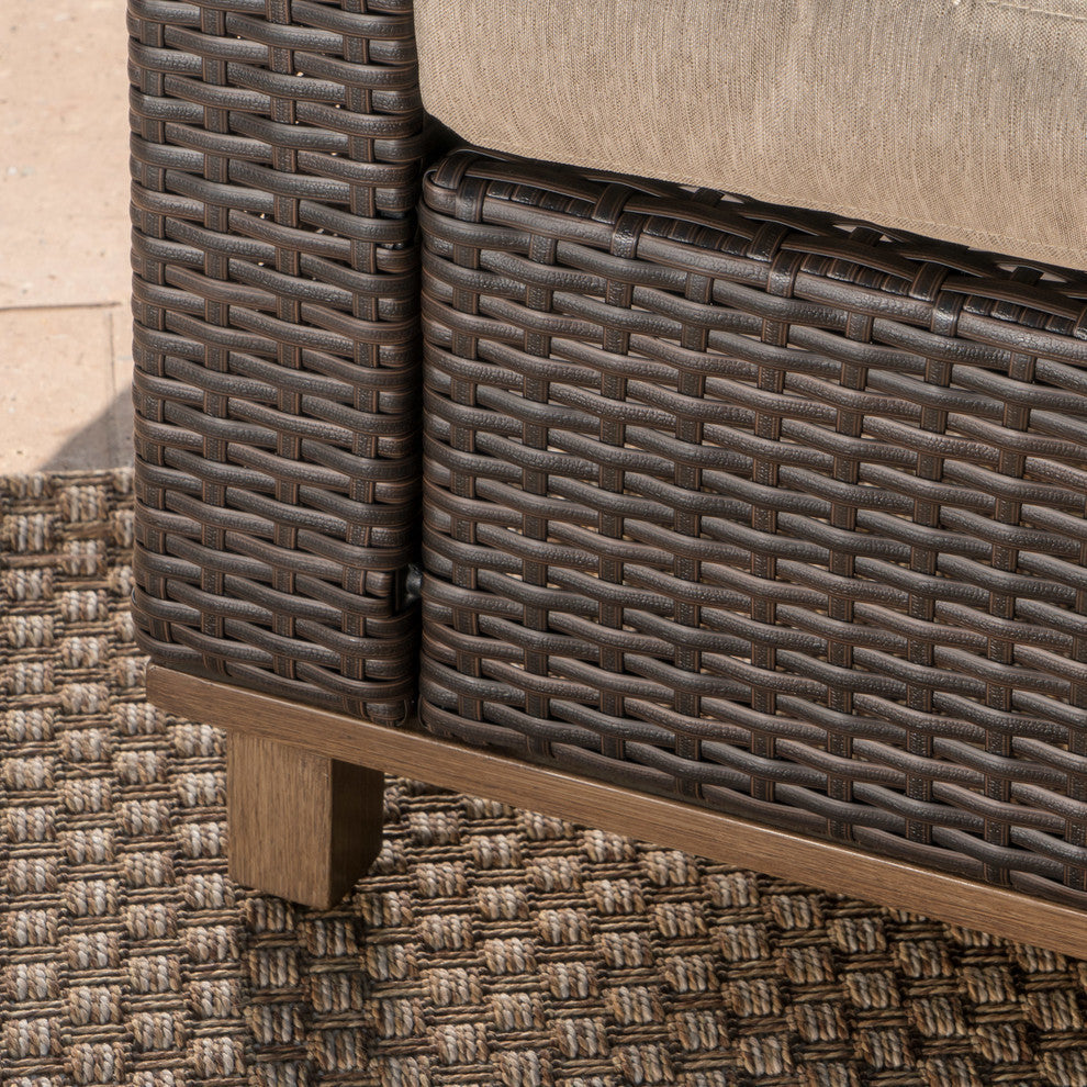 GDF Studio Grady Outdoor Aluminum Framed Mix Brown Wicker Club Chairs, Set of 2