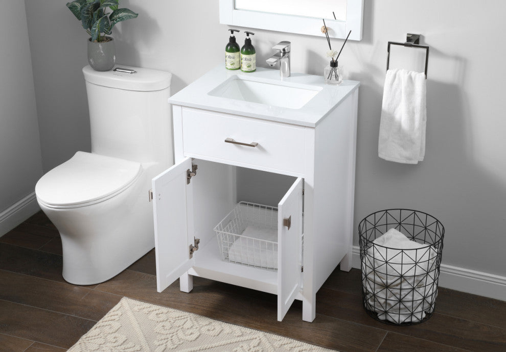 24" SIngle Bathroom Vanity, White