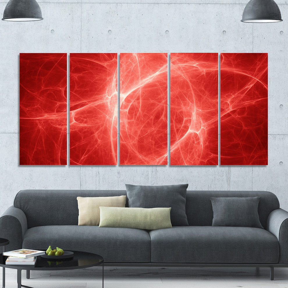 Bright Lightning on Red Sky, Floral Canvas Art Print, 60"x28", 5 Panels